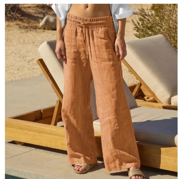 Athleta Cabo Linen Texture Pant Sz 8 - Picture 2 of 4